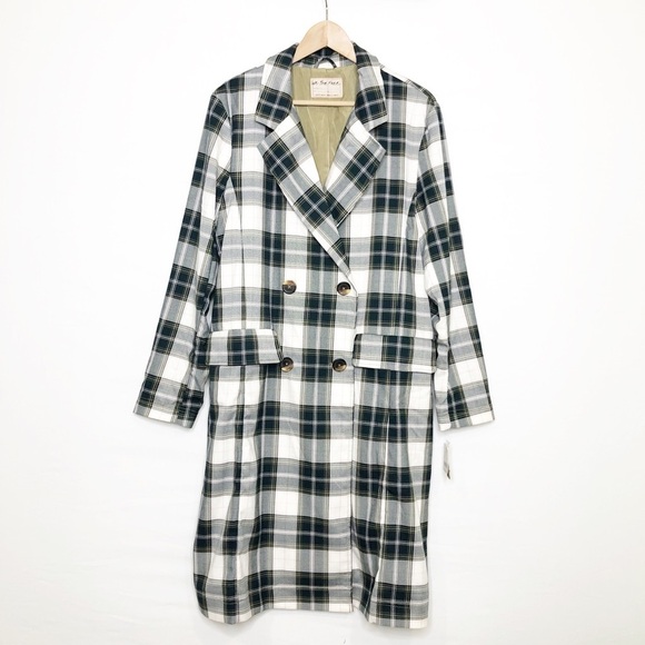 Free  People Freddie Long line double breasted plaid blazer coat - Picture 12 of 13